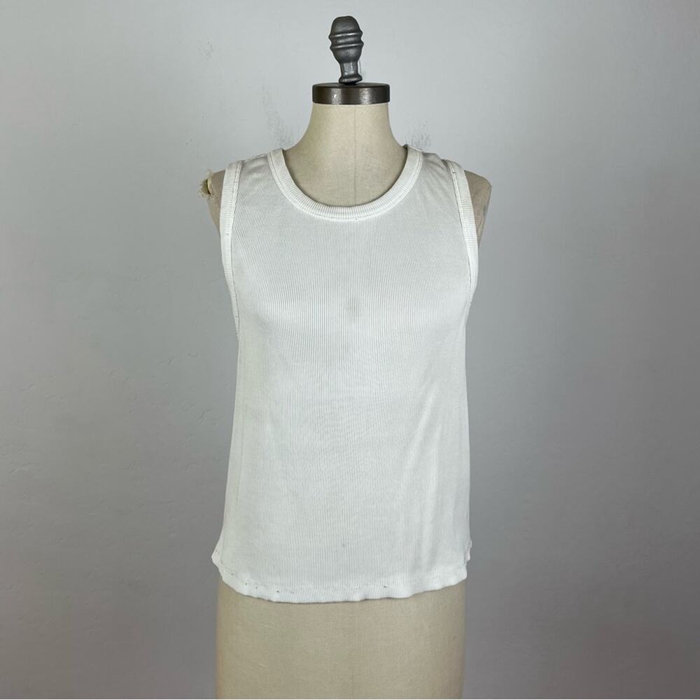 By Anthropologie Cream White Ribbed Tank Top